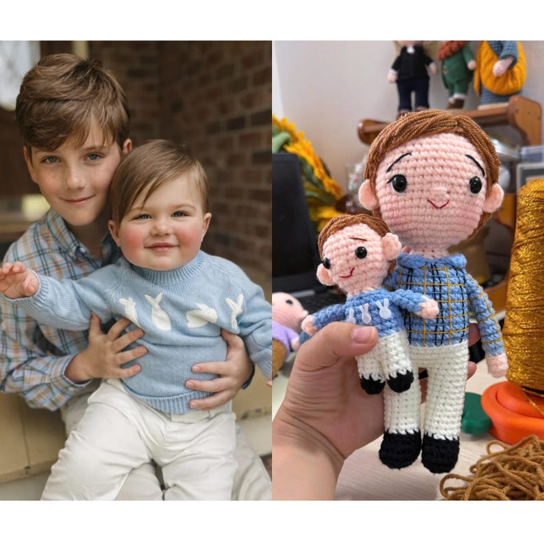 Personalized Crochet Doll, Portrait Doll, Custom Crochet Doll for newborn, baby shower gift, newborn gift, new dad gift, new mom gift