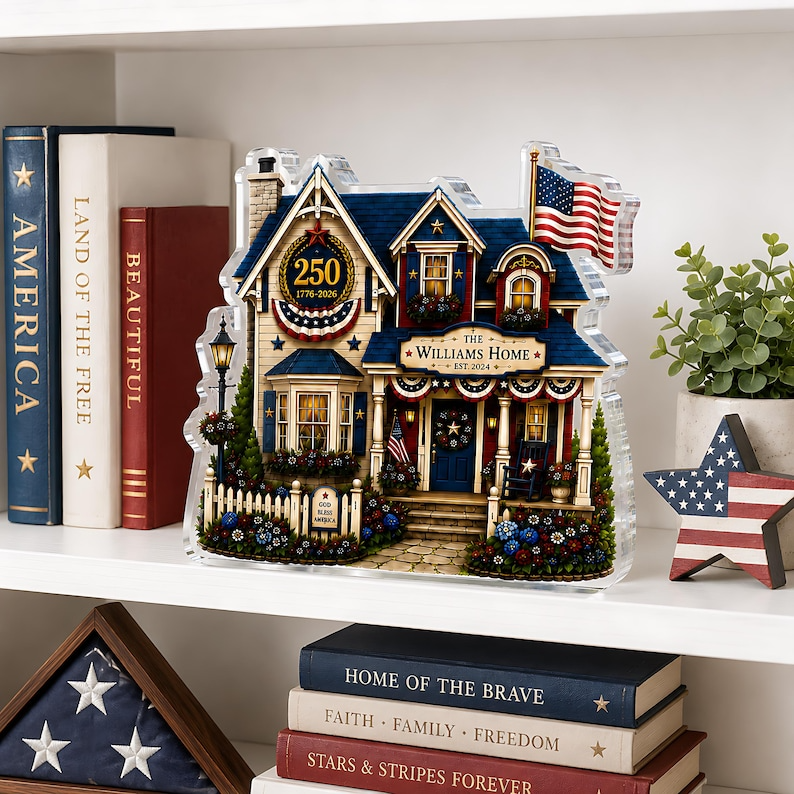Personalized America 250th Anniversary Acrylic Block, 1776-2026 Patriotic House Decor, Custom Name 4th of July Gift For Independence Day