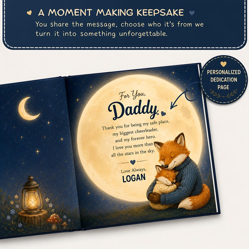 Personalized Daddy &amp; Baby Dream Book, Father's Day Gift for Dad from Baby, Daddy You Are My Safe Place, Custom Story Book, Fox Keepsake Book