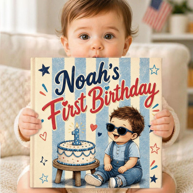 Personalised 1st Birthday Book | First Birthday Boy Girl Gift | Custom Name One Year Old | Personalized Baby Birthday Keepsake Toddler Book