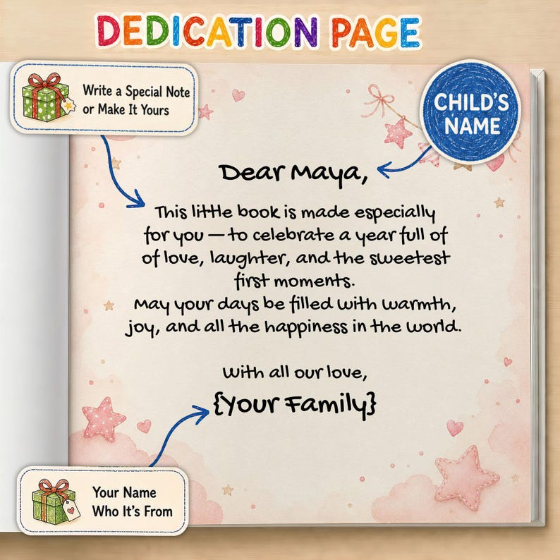 Personalized First Birthday Book | Custom Black Baby Girl Name &amp; Appearance Story | Gift From Aunt, Grandma, Godmom