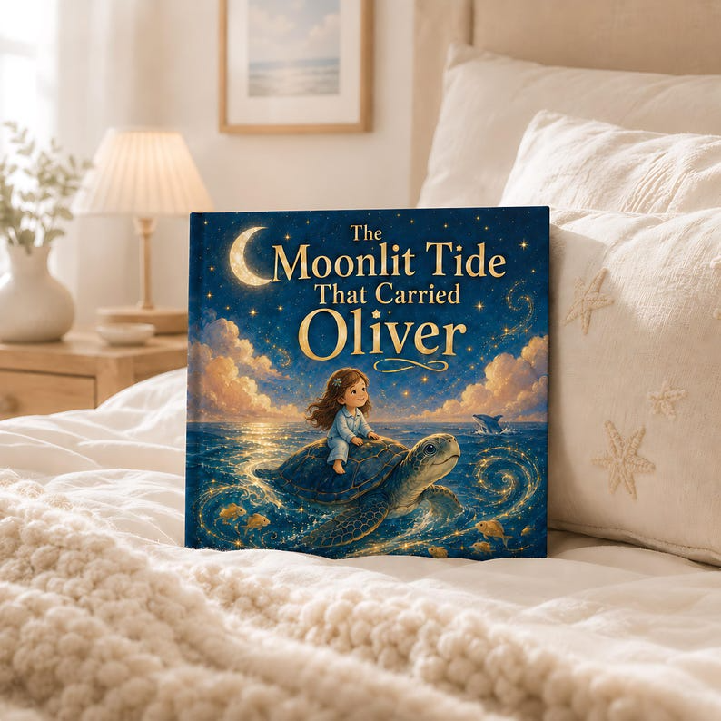 Personalized Ocean Adventure Book, Custom Face Photo and Child Name, Moonlit Sea Turtle Story, Magical Bedtime Keepsake for Kids