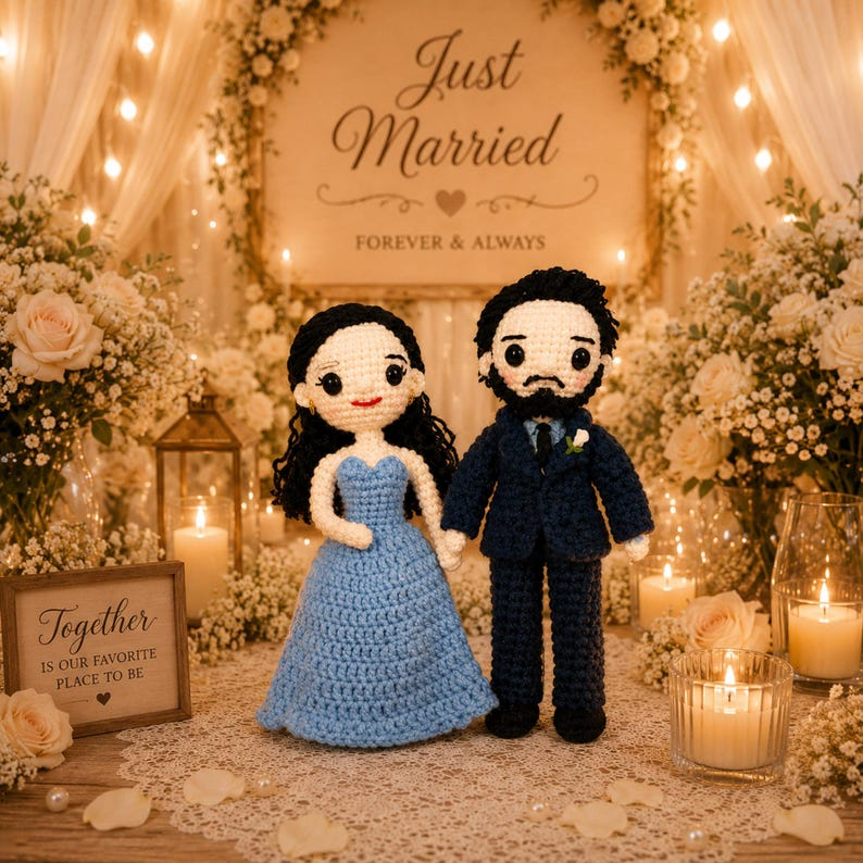 Custom Couple Portrait Doll, 40th Anniversary Gift for Couple, Personalized Crochet Doll, 40 Year Wedding Anniversary Gift, Look Alike Doll