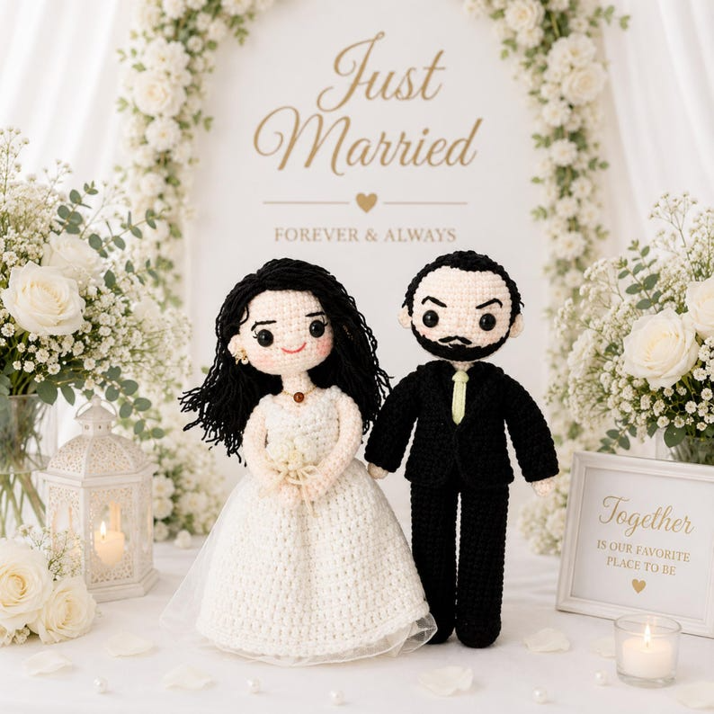 Custom Couple Portrait Doll, 40th Anniversary Gift for Couple, Personalized Crochet Doll, 40 Year Wedding Anniversary Gift, Look Alike Doll
