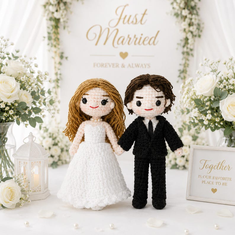 Custom Couple Portrait Doll, 5th Anniversary Gift for Couple, Personalized Crochet Doll, 5 Year Wedding Anniversary Gift, Look Alike Doll