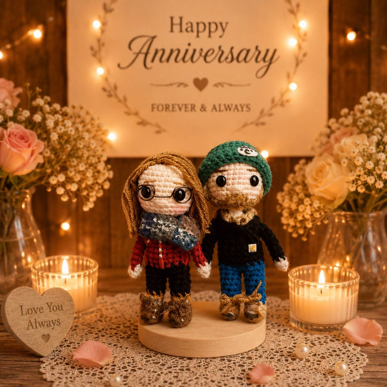 Custom Couple Portrait Doll, 40th Anniversary Gift for Couple, Personalized Crochet Doll, 40 Year Wedding Anniversary Gift, Look Alike Doll