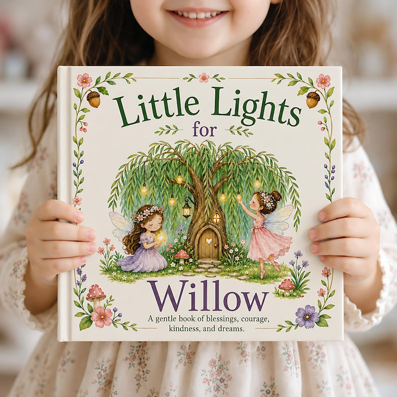Personalized Fairy Garden Book, Custom Baby Name Storybook, Little Lights Keepsake, Baby Girl Gift, Magical Nursery Hardcover Book