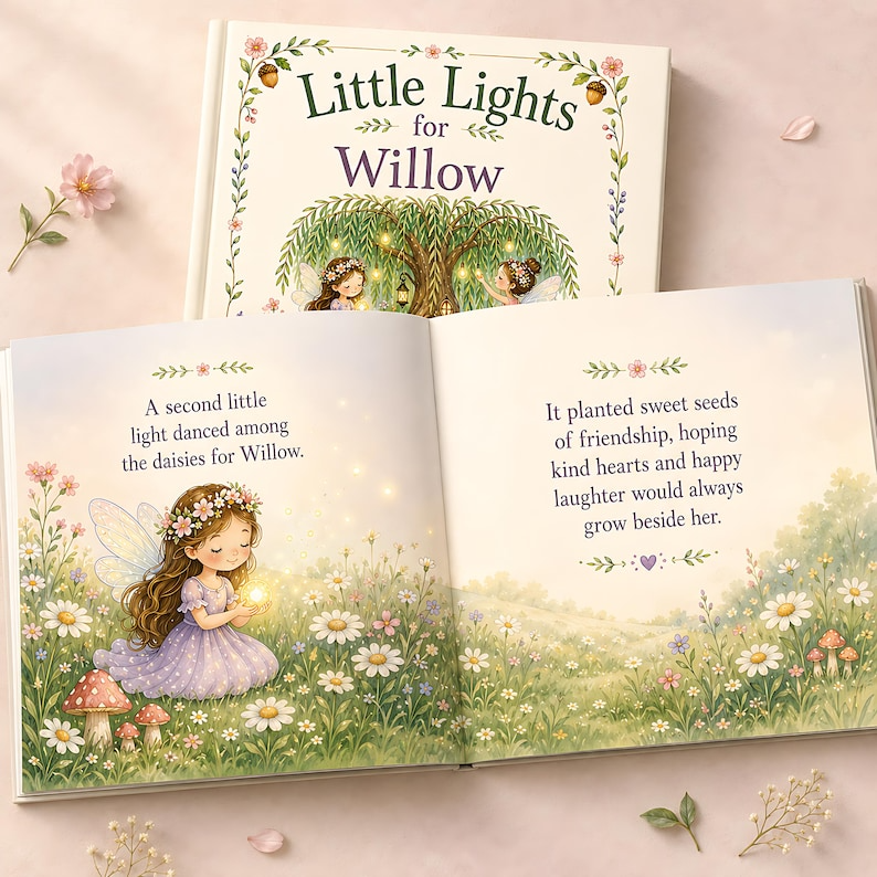 Personalized Fairy Garden Book, Custom Baby Name Storybook, Little Lights Keepsake, Baby Girl Gift, Magical Nursery Hardcover Book