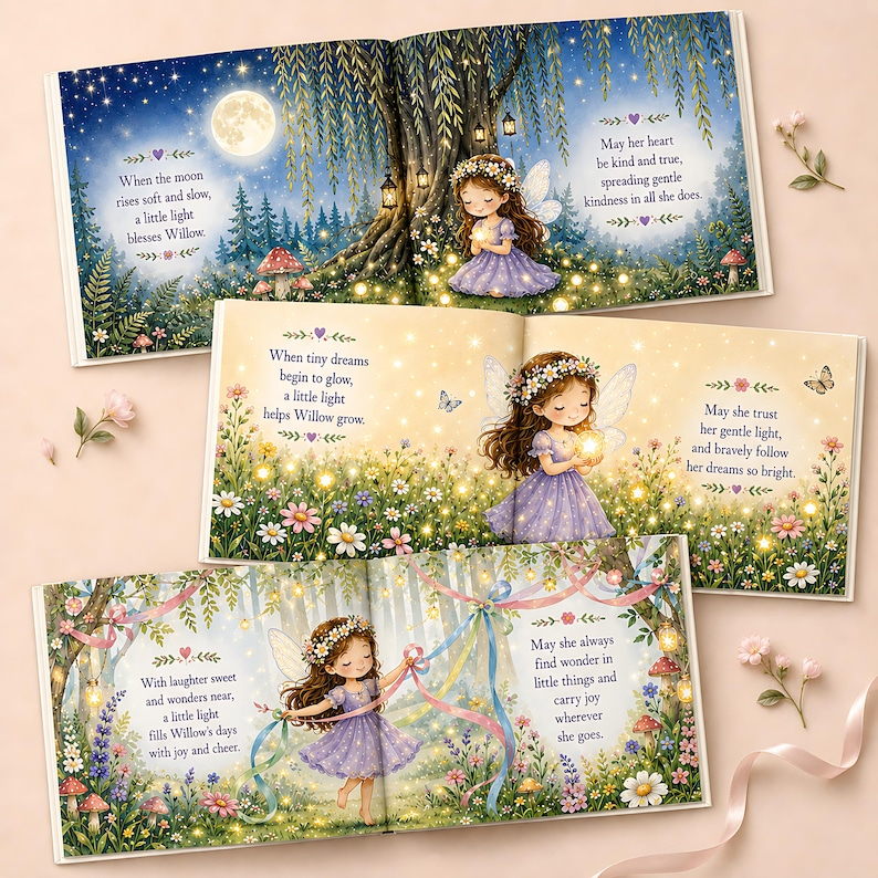 Personalized Fairy Garden Book, Custom Baby Name Storybook, Little Lights Keepsake, Baby Girl Gift, Magical Nursery Hardcover Book