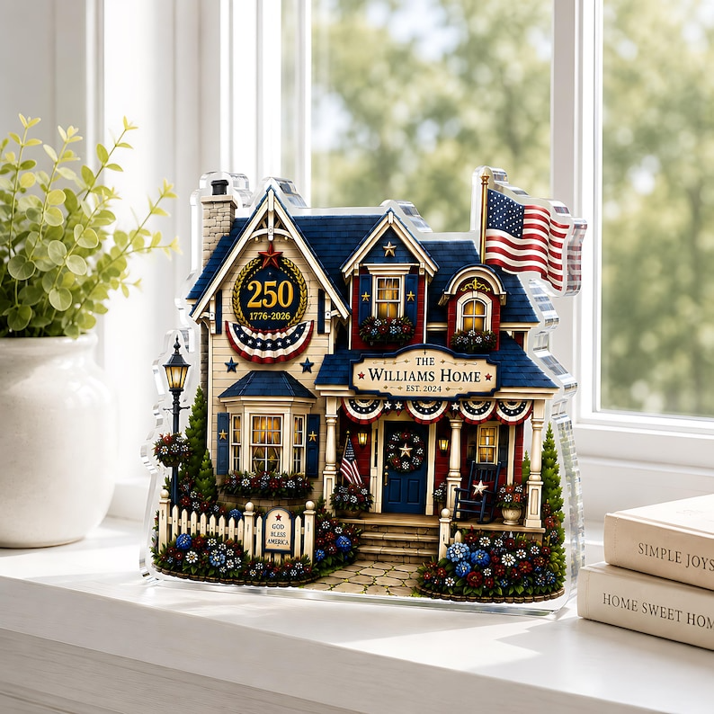 Personalized America 250th Anniversary Acrylic Block, 1776-2026 Patriotic House Decor, Custom Name 4th of July Gift For Independence Day