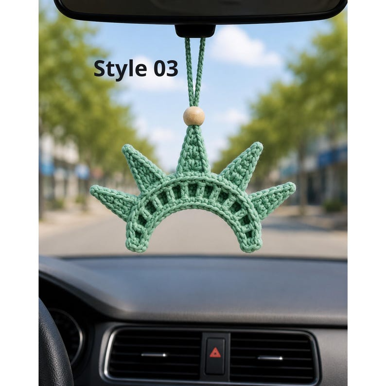USA Map Crochet Car Hanging, America 250 Ornament, Patriotic Rear View Mirror Charm, Fourth of July Decor, American Flag Car Accessory