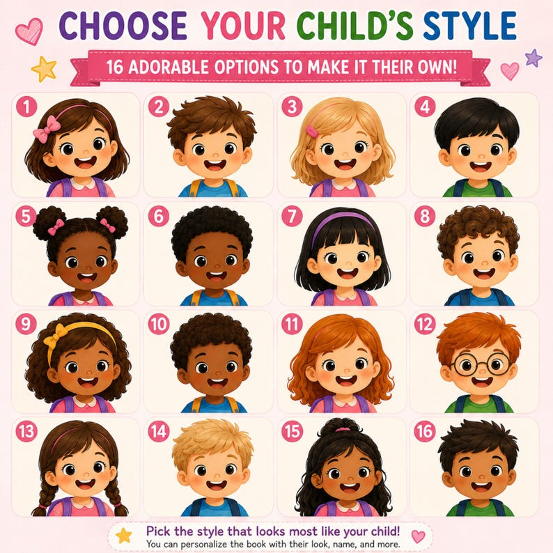 Custom First Day of School Book Personalized Back to School Gift for Boy Girl Pre-K Kindergarten Children's Storybook with Name Grandchild