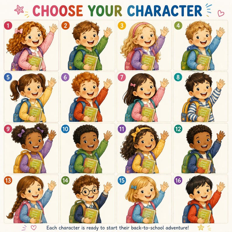 Custom First Day of School Story - Personalized Name Adventure Book - Custom Character Gift - Back to School Kids Book Boy Girl