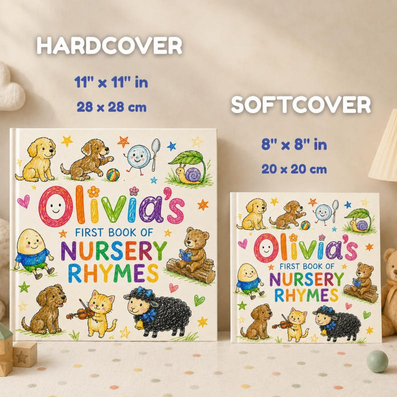 Personalized Baby Book | Custom Name Nursery Rhymes | Baby Shower Gift for Boy Girl, First Birthday Storybook, Unique Newborn Keepsake