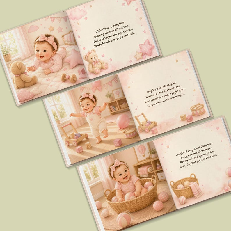 Personalized First Birthday Book, Custom Baby Name and Appearance Story, First Birthday Memory Book, 1st Birthday Keepsake Gift