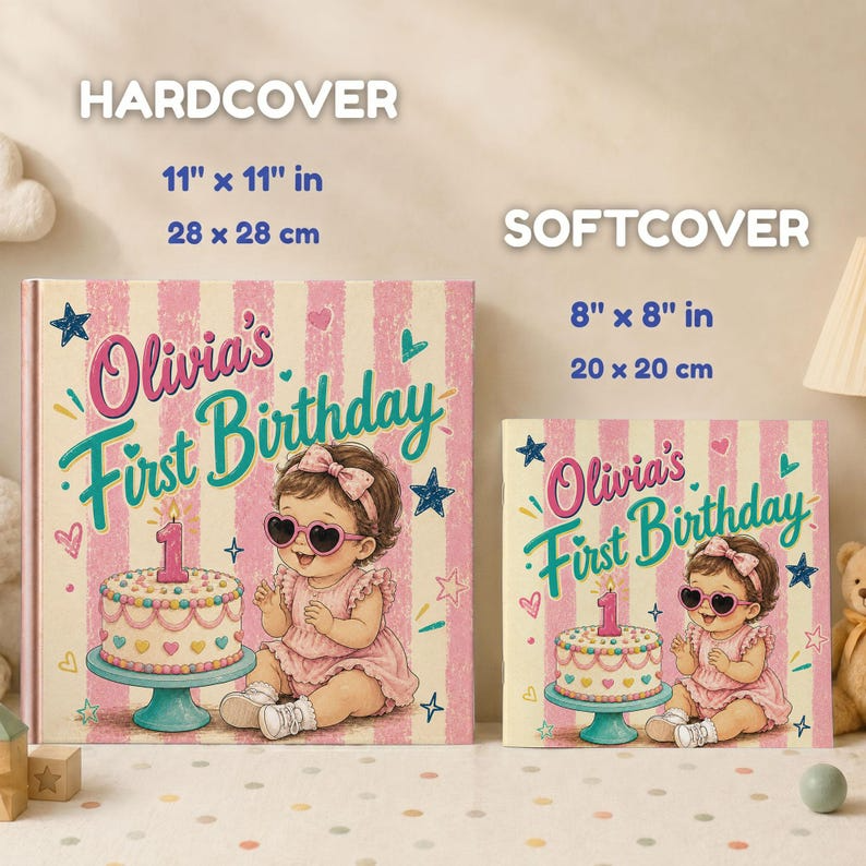 Personalized First Birthday Book, Custom Baby Name and Appearance Story, First Birthday Memory Book, 1st Birthday Keepsake Gift