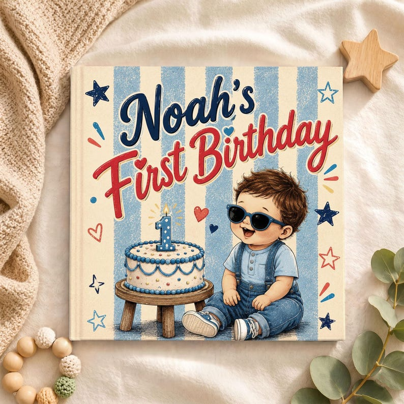Personalised 1st Birthday Book | First Birthday Boy Girl Gift | Custom Name One Year Old | Personalized Baby Birthday Keepsake Toddler Book