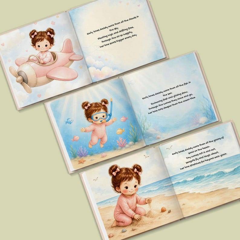 Personalized Daddy Love Book for Dad and Daughter, Custom Father's Day Gift, How Much Emily Loves Daddy Book, Personalized Kids Story Book