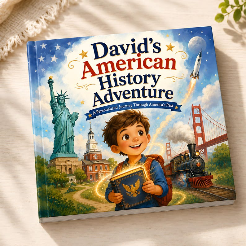 Personalized American History Book for Kids, Custom Name USA Storybook, Educational Gift, Learning Adventure for Boys Girls Homeschool Books