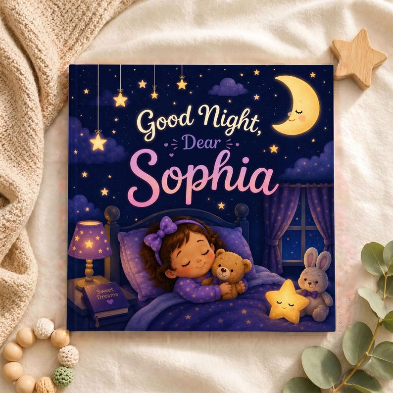 Custom Look-Alike Bedtime Story Book | Personalized Name Baby Book | First 1st Birthday Gift for Kids Boy Girl