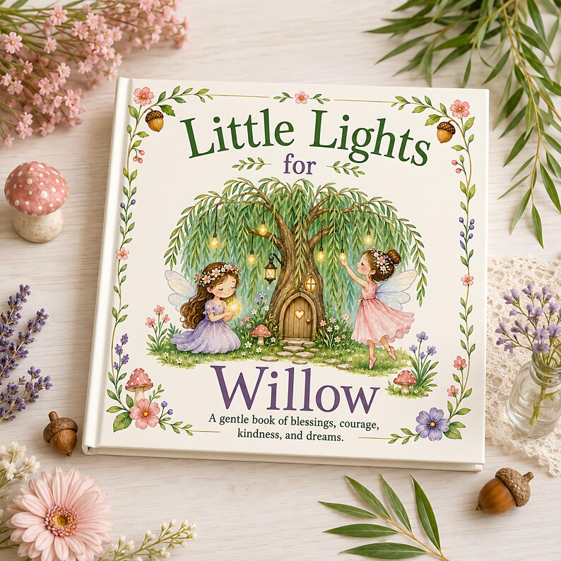 Personalized Fairy Garden Book, Custom Baby Name Storybook, Little Lights Keepsake, Baby Girl Gift, Magical Nursery Hardcover Book