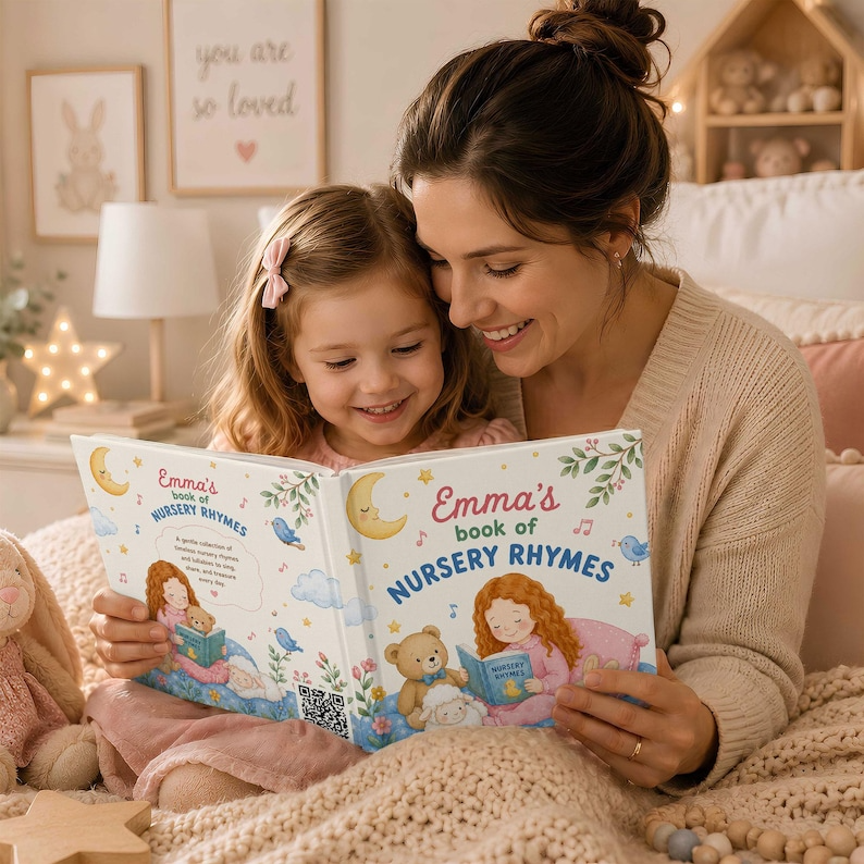 Personalized Nursery Rhymes Book with Custom Character, Custom Baby Name Storybook, Avatar Bedtime Story, Unique Baby Shower Gift Keepsake