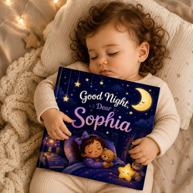 Custom Look-Alike Bedtime Story Book | Personalized Name Baby Book | First 1st Birthday Gift for Kids Boy Girl