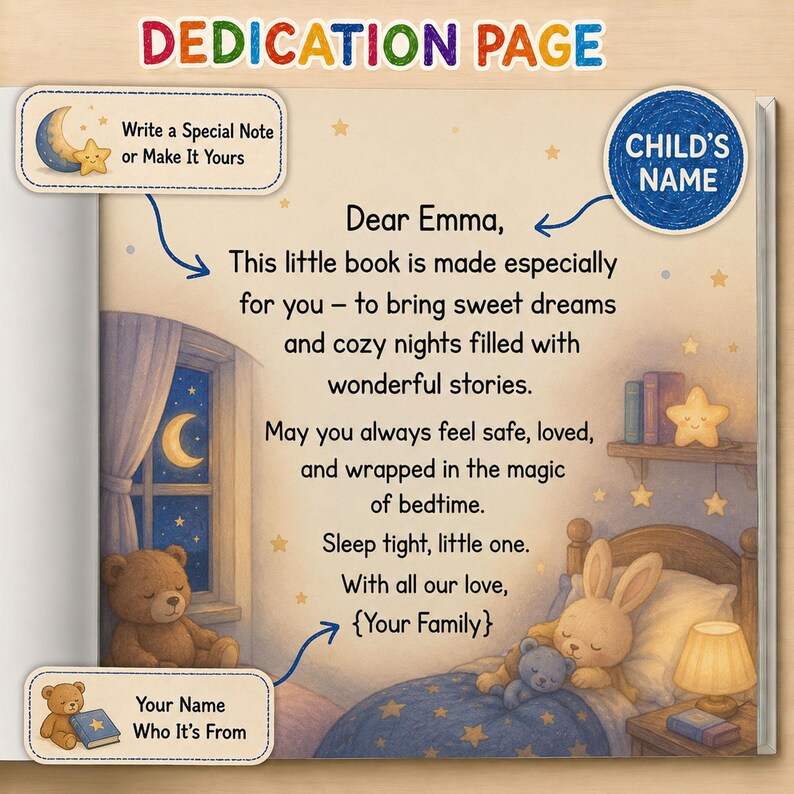 Personalized Bedtime Story Book with Name | Custom Baby Shower Gift | 1st First Birthday Boy Girl Grandchild | Newborn Keepsake