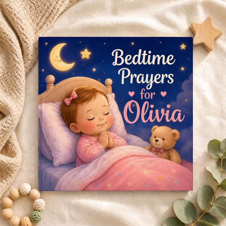 Personalized Bedtime Prayer Book for Kids | Custom Name Christian Baby Gift | Baptism Gift | Bedtime Prayers