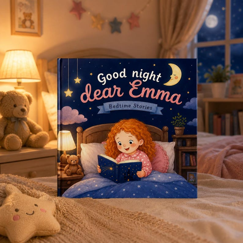 Custom Look-Alike Bedtime Story Book | Personalized Name Baby Book | First 1st Birthday Gift for Kids Boy Girl