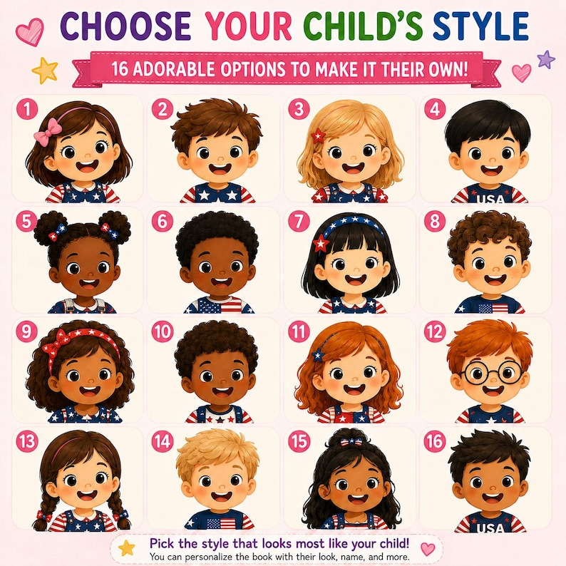 Custom Kids Adventure Book with Name, America 250 Storybook, Personalized Character Gift Boy Girl Toddler, Custom Birthday Keepsake
