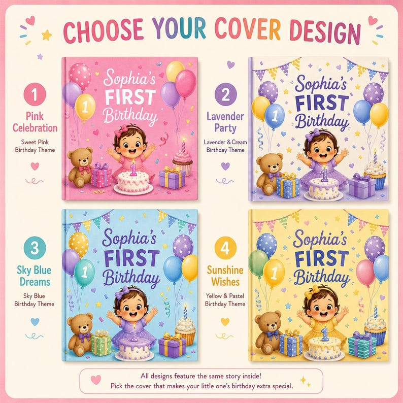 Personalized First Birthday Book, Custom Baby Storybook, Cute 1st Birthday Gift for Toddler, Custom Name Keepsake Boy Girl