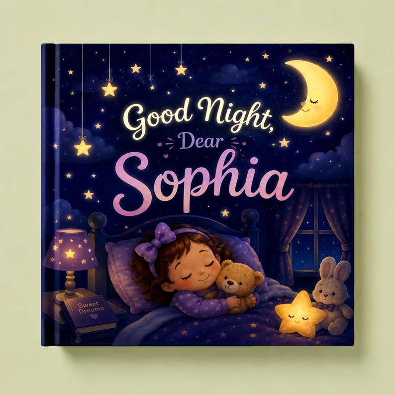 Custom Look-Alike Bedtime Story Book | Personalized Name Baby Book | First 1st Birthday Gift for Kids Boy Girl