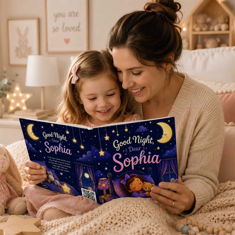 Custom Look-Alike Bedtime Story Book | Personalized Name Baby Book | First 1st Birthday Gift for Kids Boy Girl