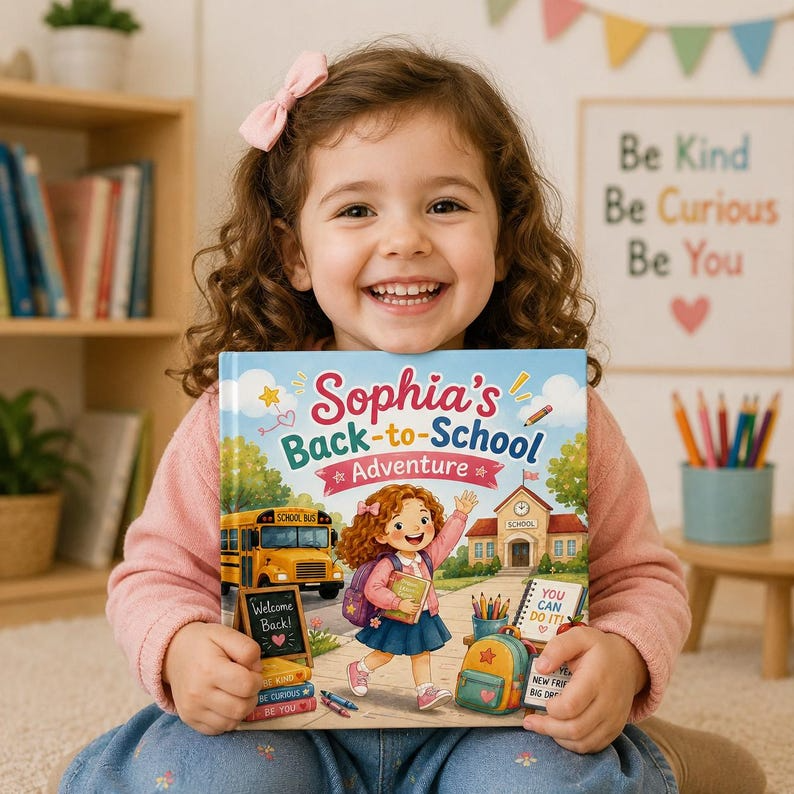 Custom First Day of School Story - Personalized Name Adventure Book - Custom Character Gift - Back to School Kids Book Boy Girl