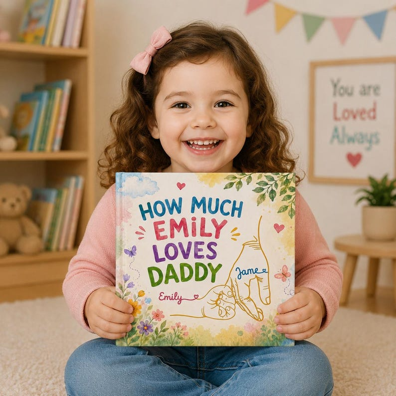 Personalized Daddy Love Book for Dad and Daughter, Custom Father's Day Gift, How Much Emily Loves Daddy Book, Personalized Kids Story Book