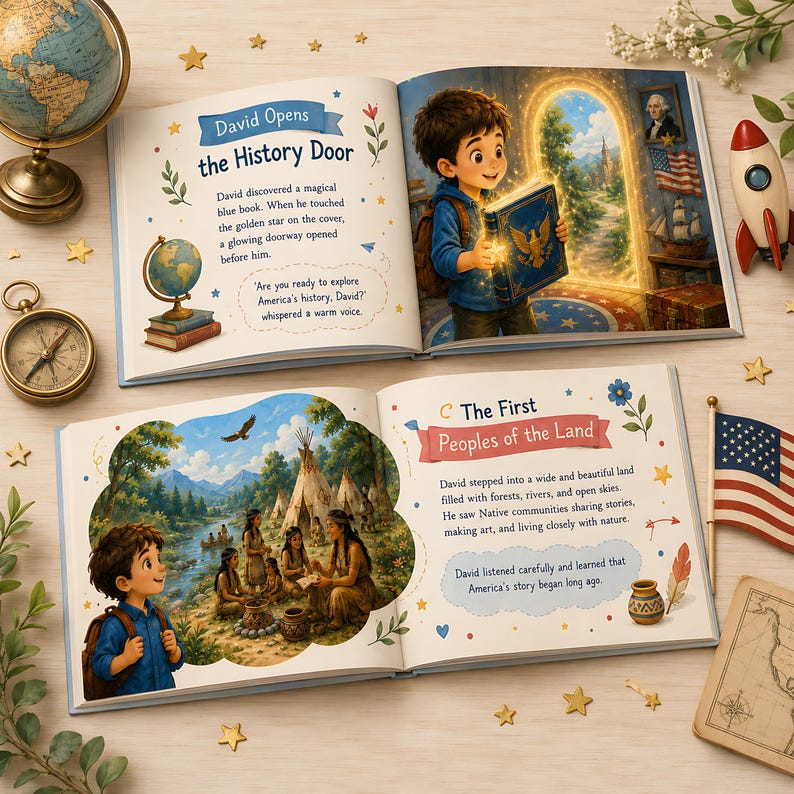 Personalized American History Book for Kids, Custom Name USA Storybook, Educational Gift, Learning Adventure for Boys Girls Homeschool Books