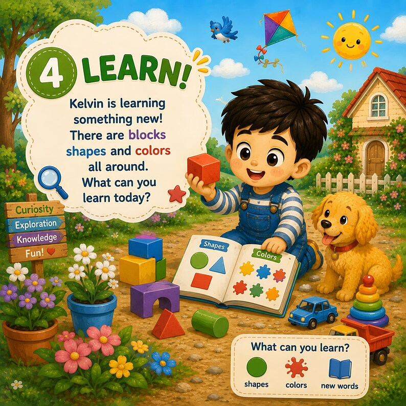 Personalized Spot &amp; Learn Quiet Book for Kids, Custom Name Search Find Activity Storybook, Counting Colors Vocabulary Gift for Toddlers 2-6