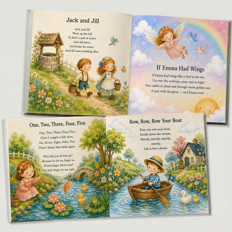 Personalized Nursery Rhymes Book with Custom Character, Custom Baby Name Storybook, Avatar Bedtime Story, Unique Baby Shower Gift Keepsake