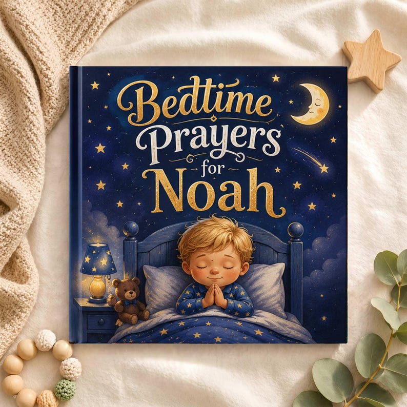 Personalized Prayer Book for Baby, Custom Name Christian Book, Baptism Gift Keepsake, First Communion Gift, Bedtime Religious Story