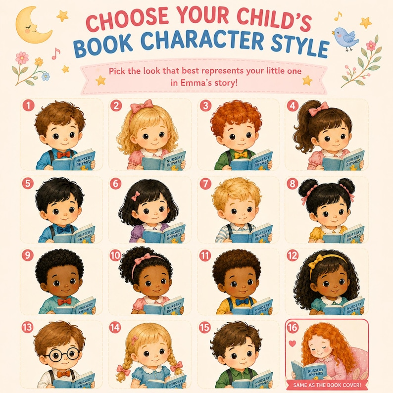 Personalized Nursery Rhymes Book with Custom Character, Custom Baby Name Storybook, Avatar Bedtime Story, Unique Baby Shower Gift Keepsake