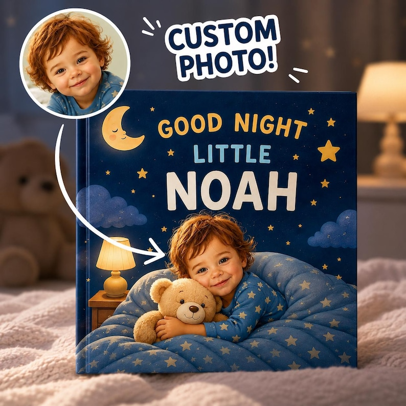 Personalized Bedtime Book, Custom Photo Book, Good Night Story, Custom Name Book, Toddler Gift, Baby Gift
