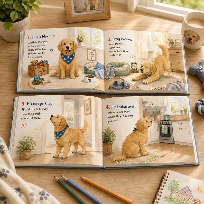 Personalized Dog Secret World at Home Book, Custom Dog Name &amp; Breed Storybook, Cozy Pet Adventure Gift for Dog Lovers