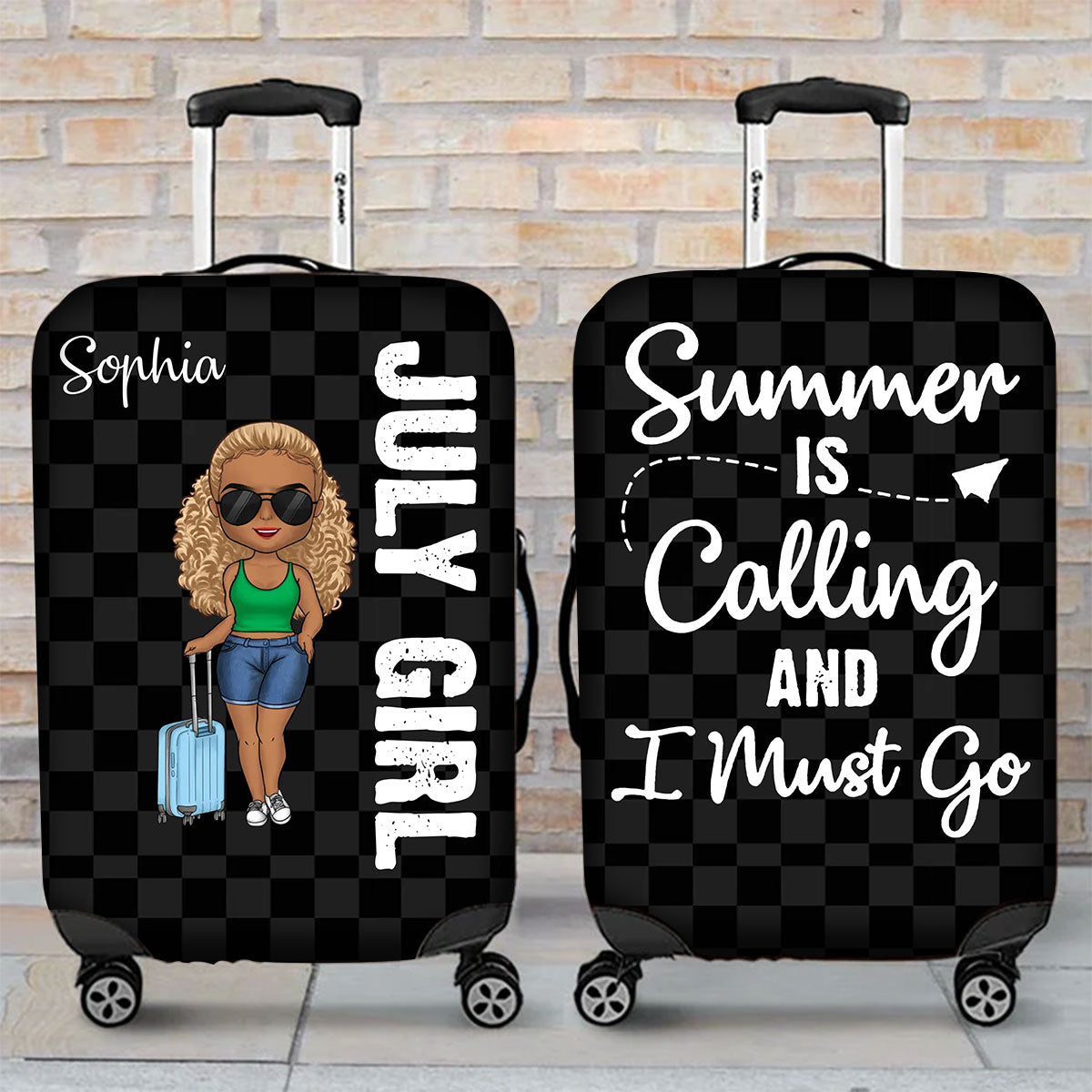 Personalized Luggage cover, Customized Gifts For July Girls Who loves traveling, Best Gift For Friend, July Girls