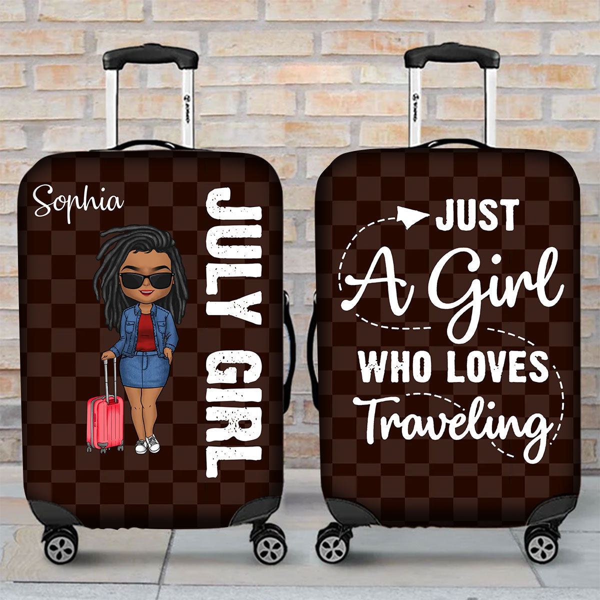 Personalized Luggage cover, Customized Gifts For July Girls Who loves traveling, Best Gift For Friend, July Girls