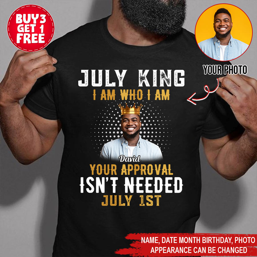 July Birthday Shirt, Custom Birthday Shirt, A Black King Was Born In July, July Birthday Shirts For Man