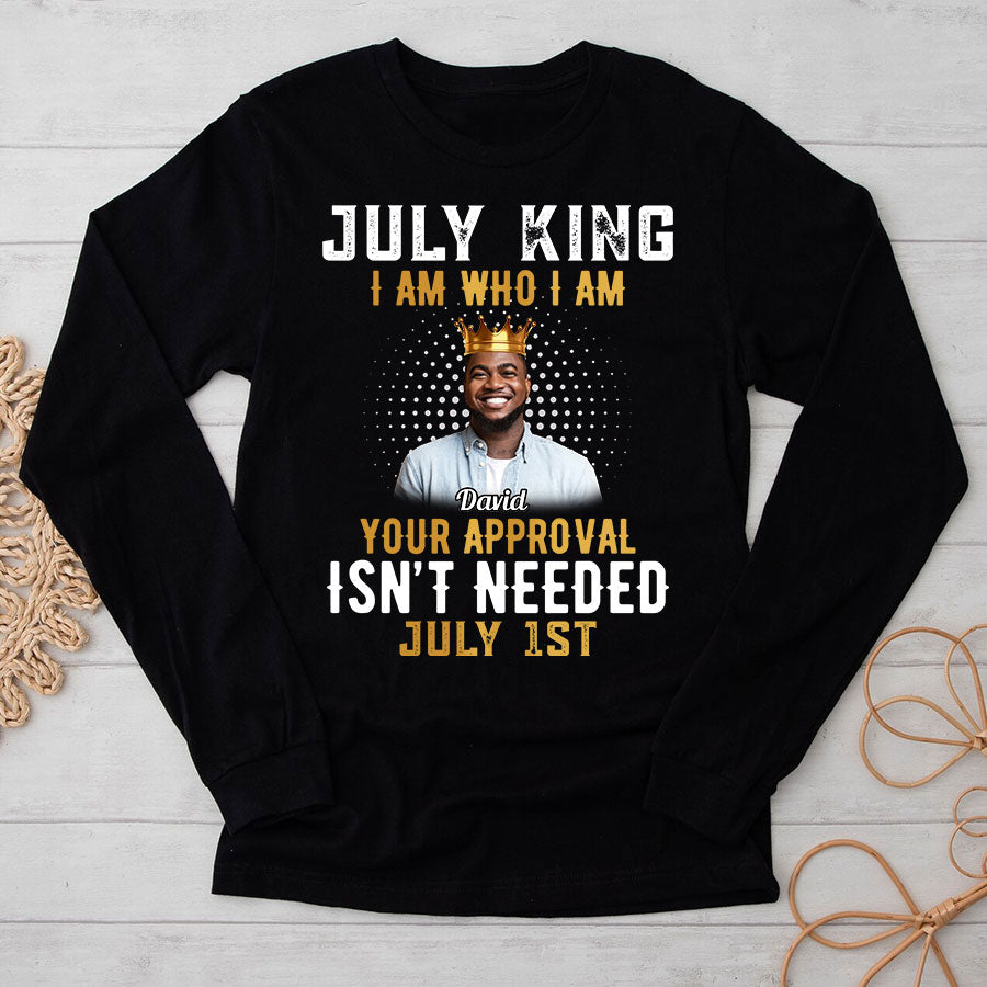 July Birthday Shirt, Custom Birthday Shirt, A Black King Was Born In July, July Birthday Shirts For Man