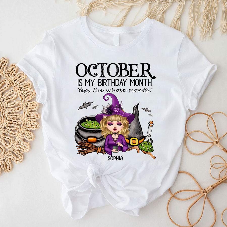 Custom October Birthday Shirt For Woman, Queens Are Born In October Gifts, Halloween Shirt