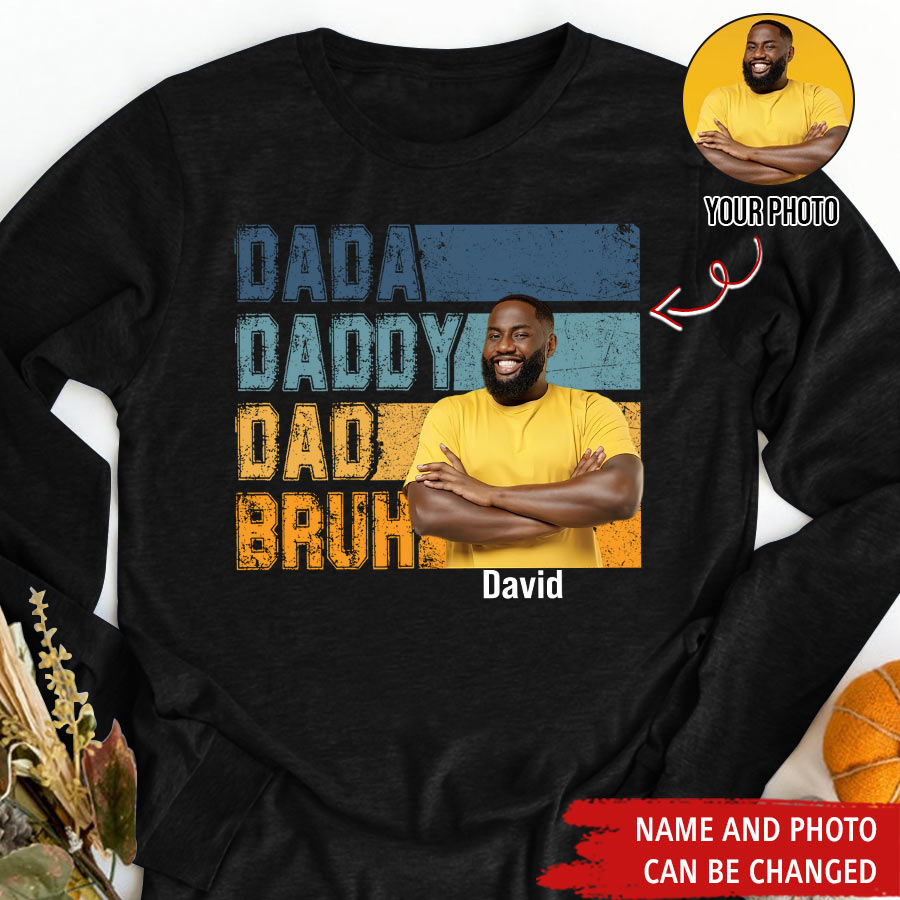 Personalized Fathers Day Shirts, Father‘s Day T Shirts, Custom Photo Father’s Day Gift Ideas From Son, Bonus Dad Shirt