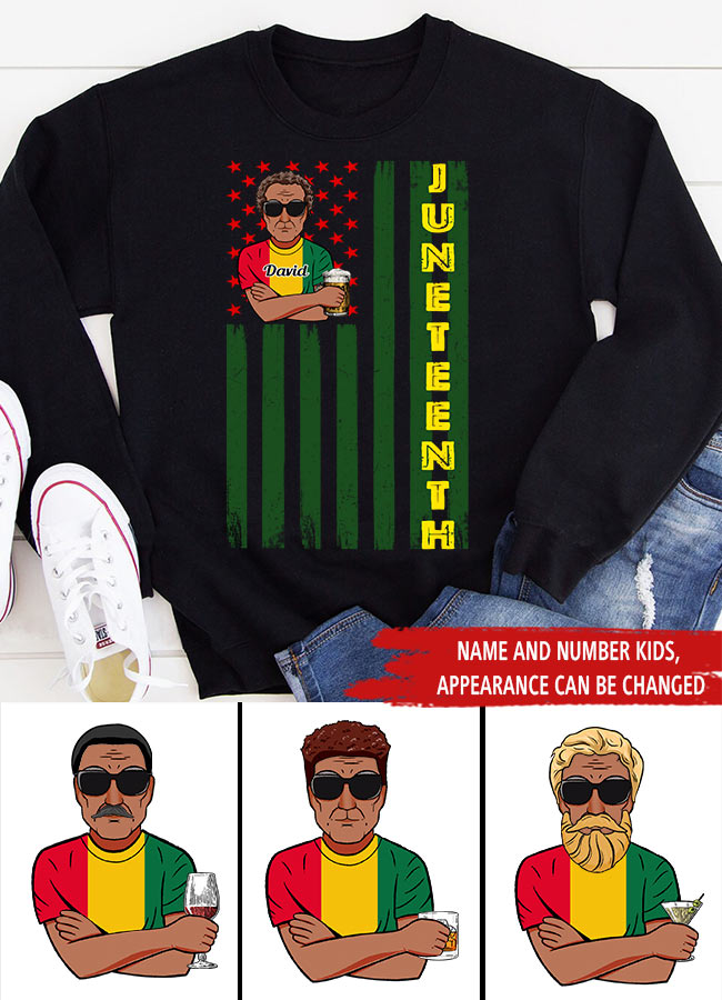 Juneteenth Shirt, Custom Juneteenth Shirt, Juneteenth Black King Melanin Dad Fathers Day Men Father Fun T-Shirt